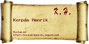 Korpás Henrik névjegykártya