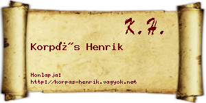 Korpás Henrik névjegykártya